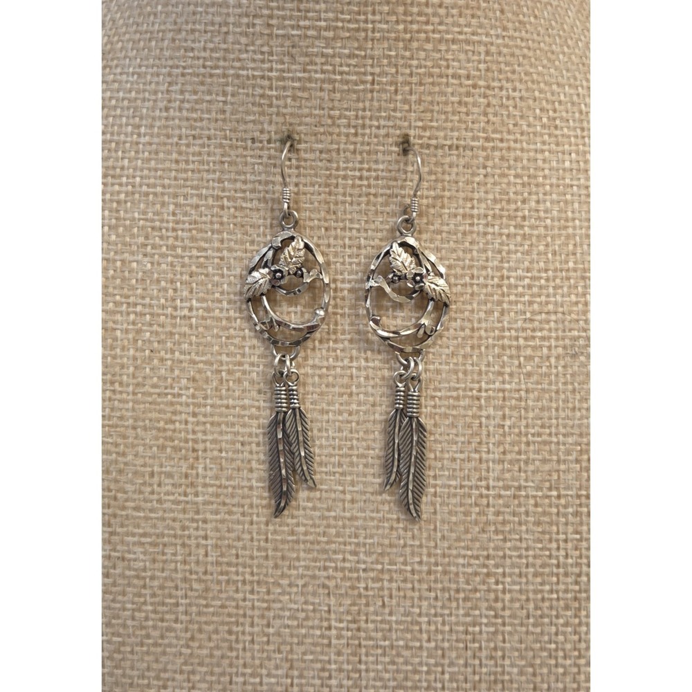 Vintage Sterling Silver WM Wheeler & Co Southwestern Navajo Dangle Earrings